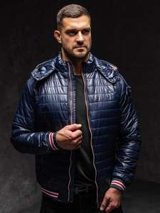 Herr Quiltad Lättviktsjacka Marinblå Bolf 6191A1