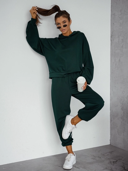 Dam 2-delad Träningsoverall med smörhuva Flaskgrön Bolf 525