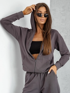 Dam 2-delad Träningsoverall med huva Grafitgrå Bolf 821110