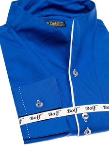 Herr Långärmad Skjorta Mörkblå Bolf 5720