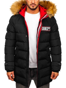 Herr Lång Quiltad Vinterjacka Svart Bolf 6477