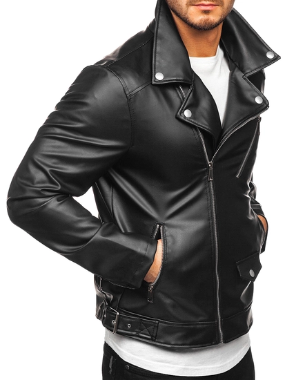 Herr Skinnjacka Biker Svart Bolf 0006