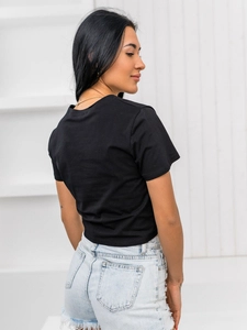 Dam T-shirt med tryck Svart Bolf 96T612