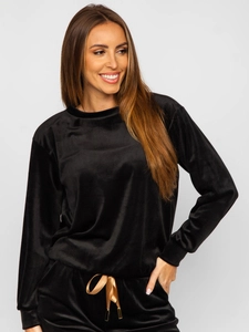 Dam 2-delad Velour Träningsoverall Svart Bolf 8129