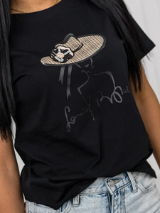 Dam T-shirt med tryck Svart Bolf 97T2112