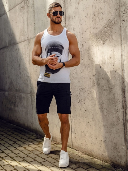 Herr Linne med tryck Vit Bolf 14842A