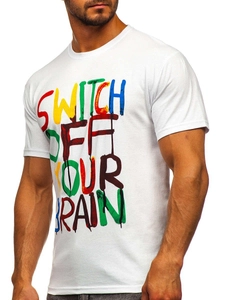 Herr T-shirt med tryck Vit Bolf 1181