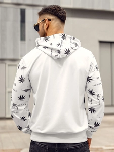 Herr Huvtröja med tryck Vit Bolf HM628A