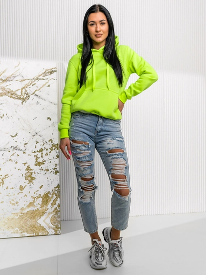 Dam Sweatshirt med känguruficka Neongrön Bolf W02A1