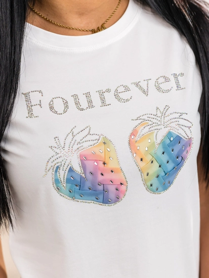 Dam T-shirt med tryck Vit Bolf 95T2518