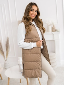 Dam Lång Quiltad Väst Beige Bolf B8212