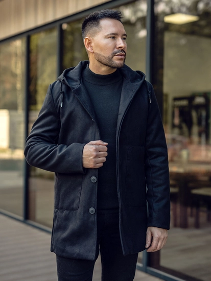 Herr Vinterrock med huva Svart Bolf 79B3A-197