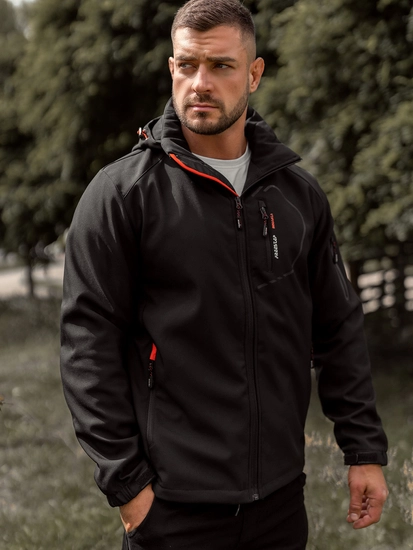 Herr Lättviktsjacka i softshell Svart-Orange Bolf WX088A