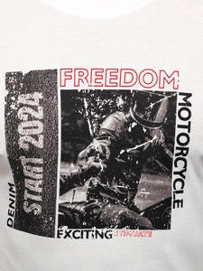 Herr Bomulls T-shirt med tryck Vit Bolf MPO3475