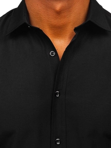 Herr Elegant Kortärmad Skjorta Svart Bolf 7501