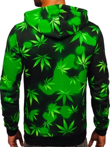 Herr Huvtröja med tryck Svart-Grön Bolf 141006