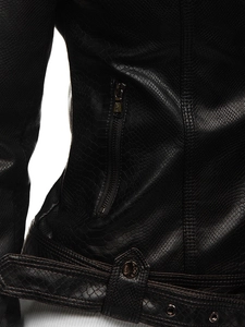 Dam Skinnjacka Bikermodell Svart Bolf 2771