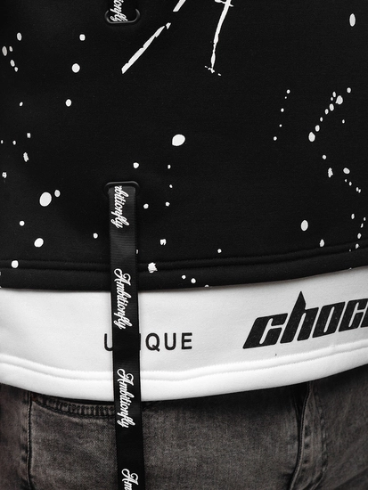 Herr Huvtröja med tryck Svart Bolf LJ0586A