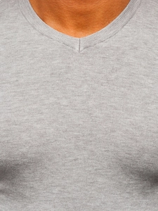 Herr V-ringad Tröja Ljus Grå Bolf YY03