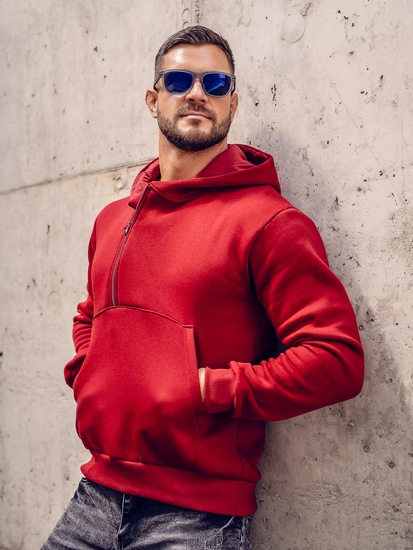 Herr Tjock Huvtröja Vinröd Bolf 02A