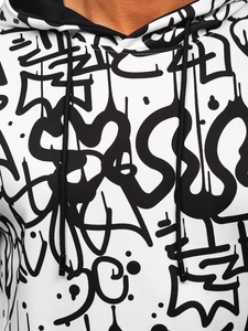 Herr Huvtröja med tryck och känguruficka Svart-Vit Bolf 8B1151