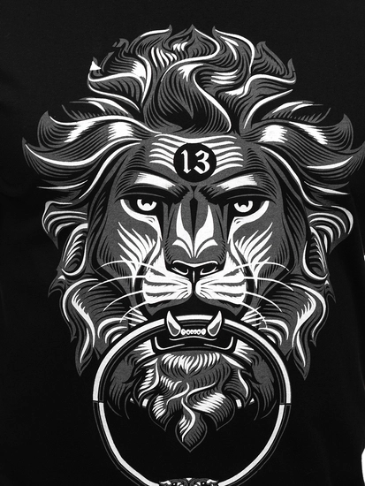 Herr T-shirt med tryck Svart Bolf 0202