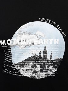 Herr Bomulls T-shirt med tryck Svart Bolf MPO3466