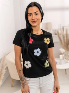 Dam T-shirt med tryck Svart Bolf 95T2529