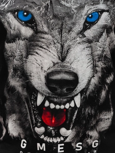 Herr Bomulls T-shirt med tryck Svart Bolf 14801