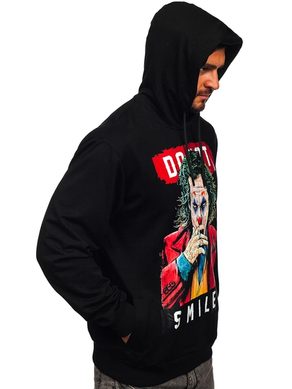 Herr Huvtröja med tryck Svart Bolf 6384