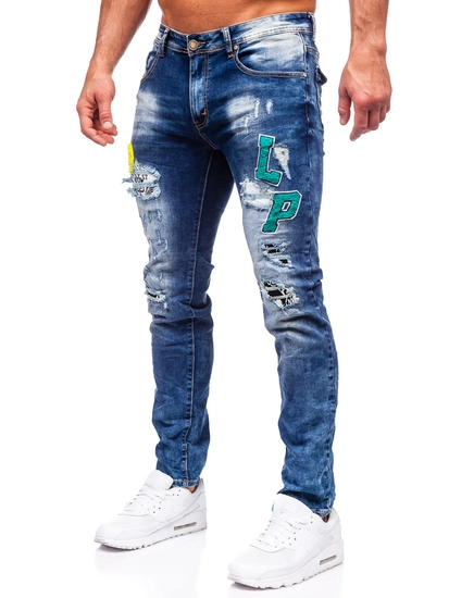 Herr Jeans Slim Fit Marinblå Bolf E7860