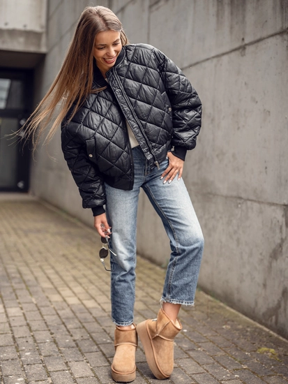 Dam Quiltad Bomberjacka Svart Bolf J9089