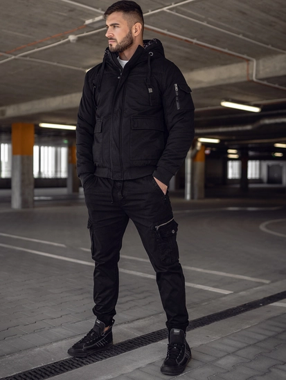 Herr Tjock Vinterjacka i bomull Svart Bolf 1890A