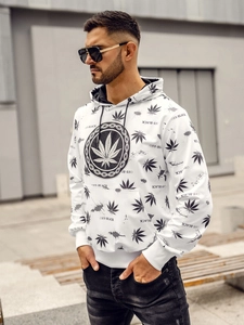 Herr Huvtröja med tryck Vit Bolf HM628A