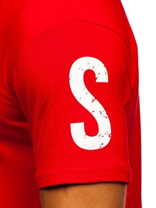 Herr Bomulls T-shirt med tryck Röd Bolf 1180