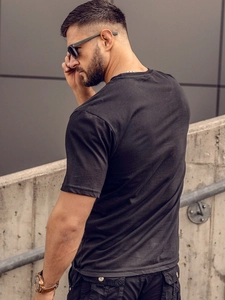 Herr Bomulls T-shirt med tryck Svart Bolf 143022A