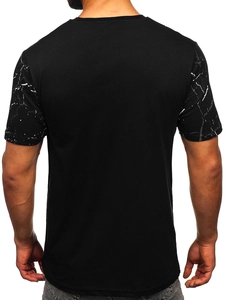 Herr Bomulls T-shirt med tryck Svart Bolf 147737