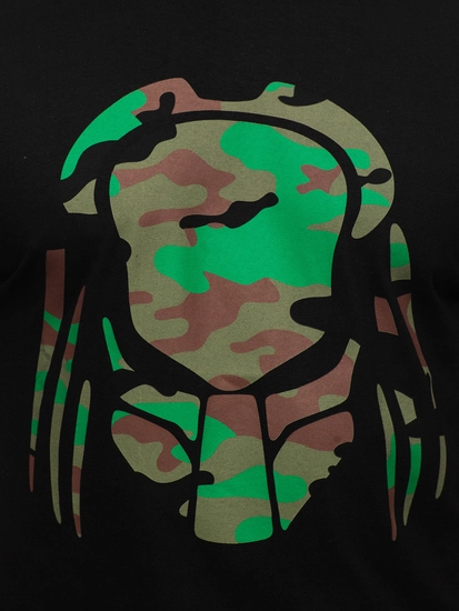 Herr Bomulls T-shirt med tryck Svart Bolf 192379