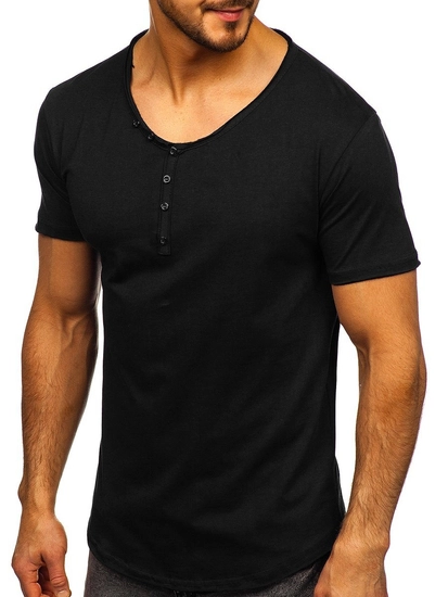 Herr Basic V-ringad T-shirt Svart Bolf 4049