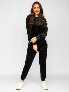 Dam 2-Delad Velour Träningsoverall Svart Bolf 642