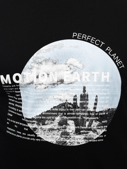 Herr Bomulls T-shirt med tryck Svart Bolf MPO3466