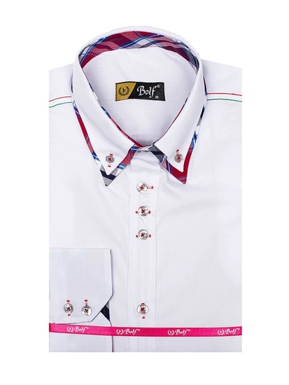Herr Elegant Långärmad Skjorta Vit Bolf 3701