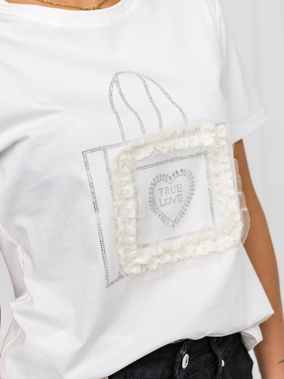 Dam T-shirt med tryck Vit Bolf 97T2102