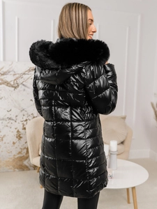 Dam Lång Quiltad Vinterjacka med huva Svart Bolf 16M9120A1
