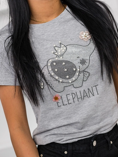 Dam T-shirt med tryck Grå Bolf 96T625