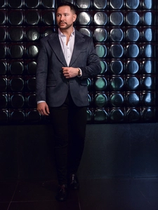 Herr Kavaj i sammet Marinblå Bolf 24410