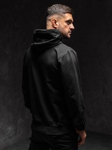 Herr Huvtröja med tryck Svart Bolf 6141