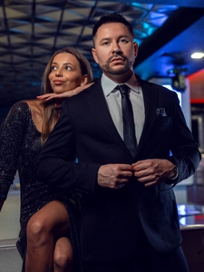 Herr Elegant smal slips Svart Bolf K001A