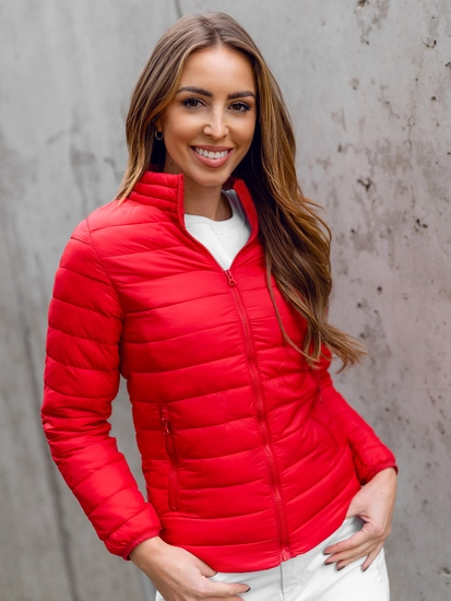 Dam Quiltad Lättviktsjacka med Ståkrage Mörkröd Bolf 1141