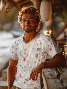 Herr Bomulls T-shirt med tryck Vit Bolf 1150A2